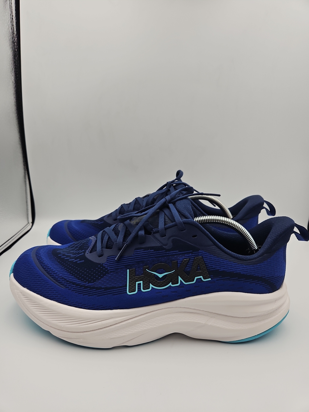 Hoka Navy Blue Running Sneakers with Aqua Logo